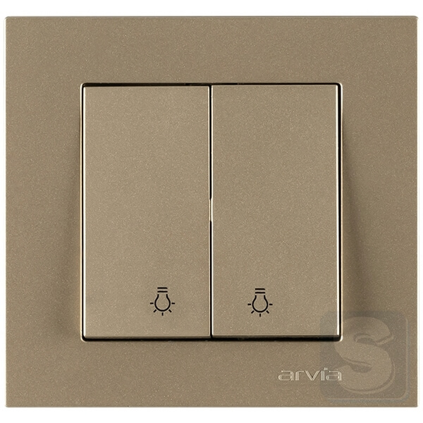 Вимикач двоклавішний КНОПОЧНИЙ Arvia Electric KAREN Титан (20 05 2000 257)